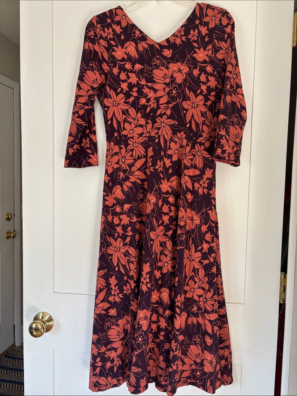 Pact Fit & Flare Midi Party Dress 3/4 sleeves Small - Picture 8 of 10